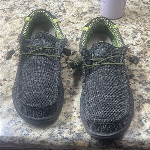 Hey Dude Black and Green Loafers